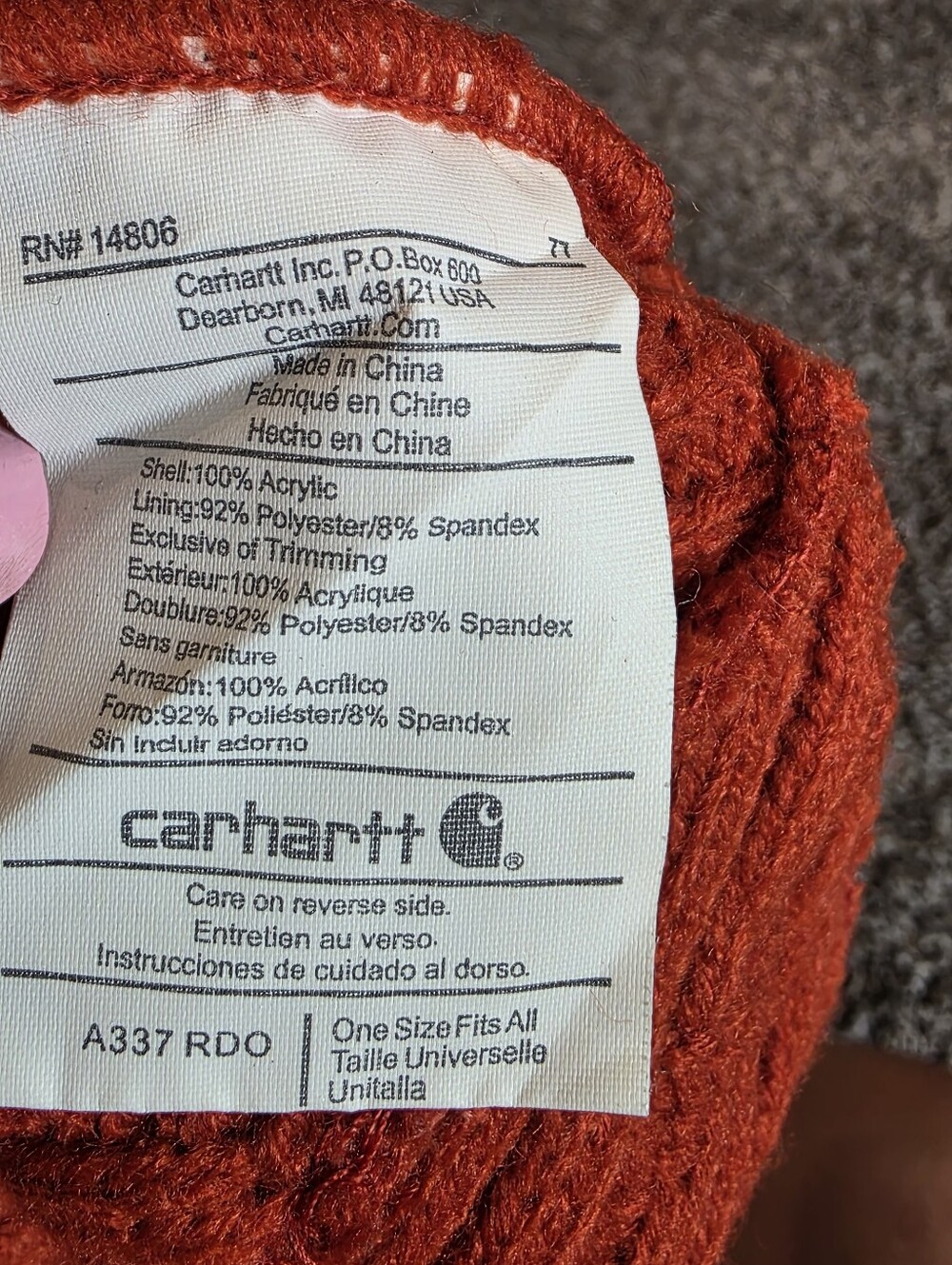 Carhartt Rust Cable Knit Beanie - Picture 4 of 4